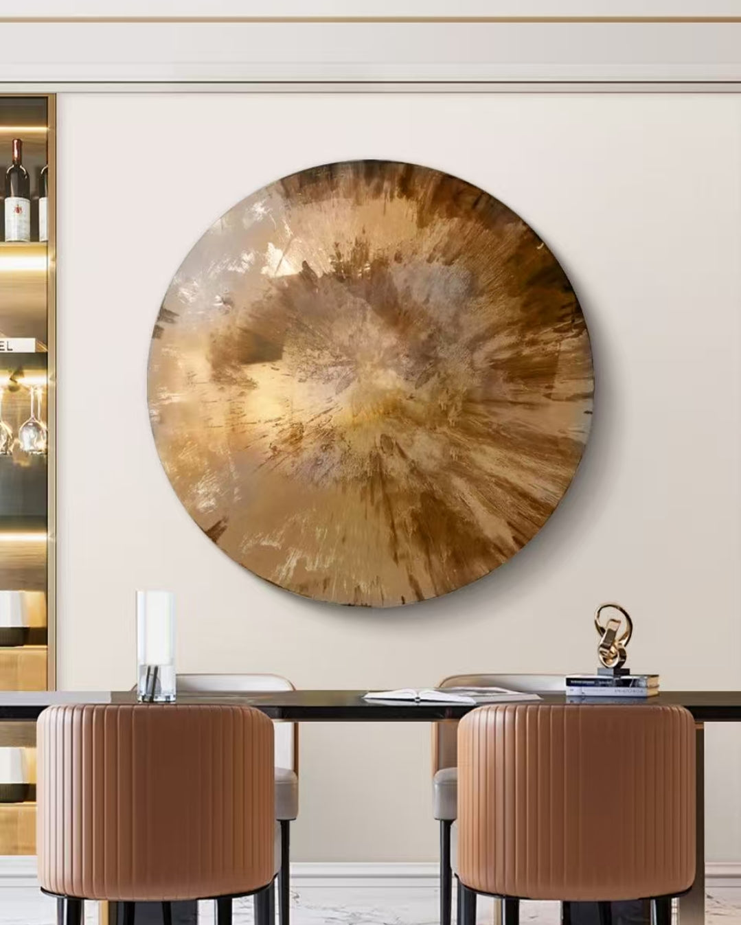 Ethereal Orbits Round Oil Painting