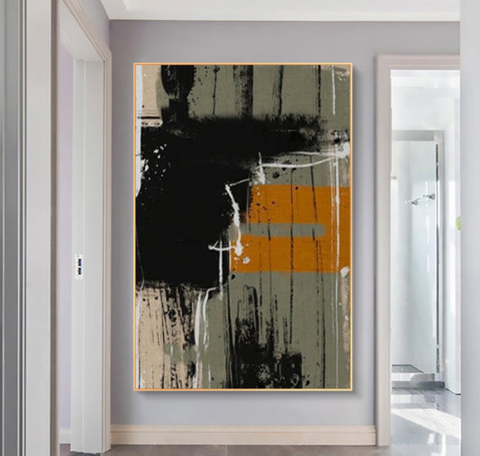Amber Blaze Abstract Oil Painting