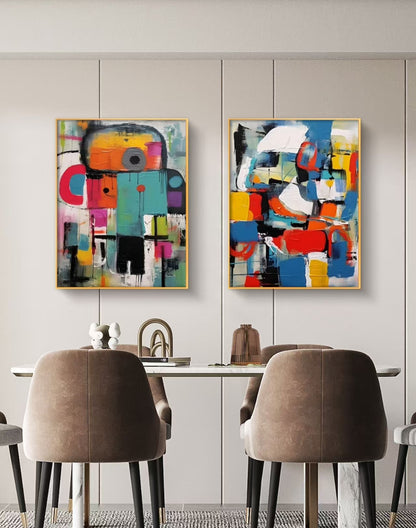 Onlookers Art | COLORBOTS OIL PAINTING A SET OF TWO 40 X 60CM GOLD