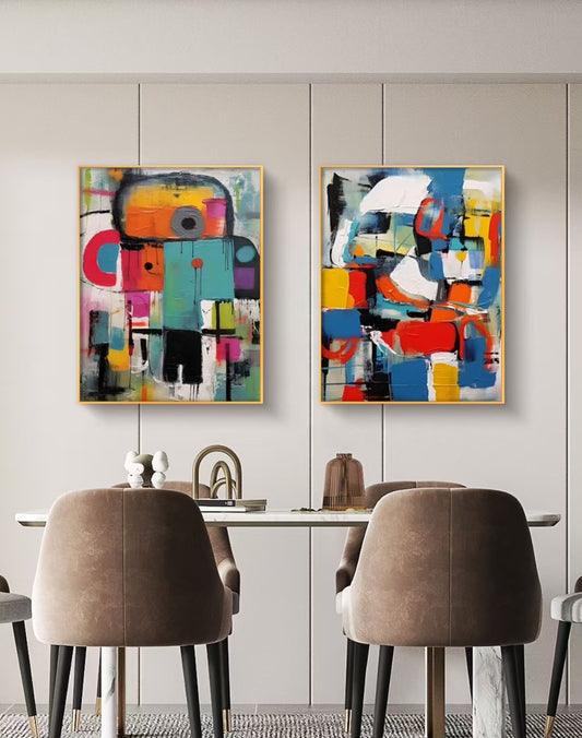 Onlookers Art | COLORBOTS OIL PAINTING A SET OF TWO 40 X 60CM GOLD
