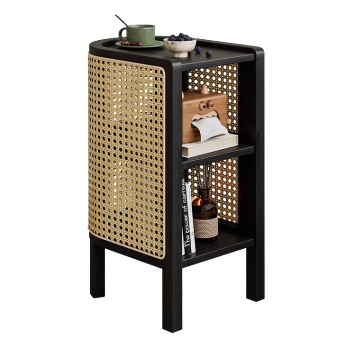 Curved Rattan Side Table