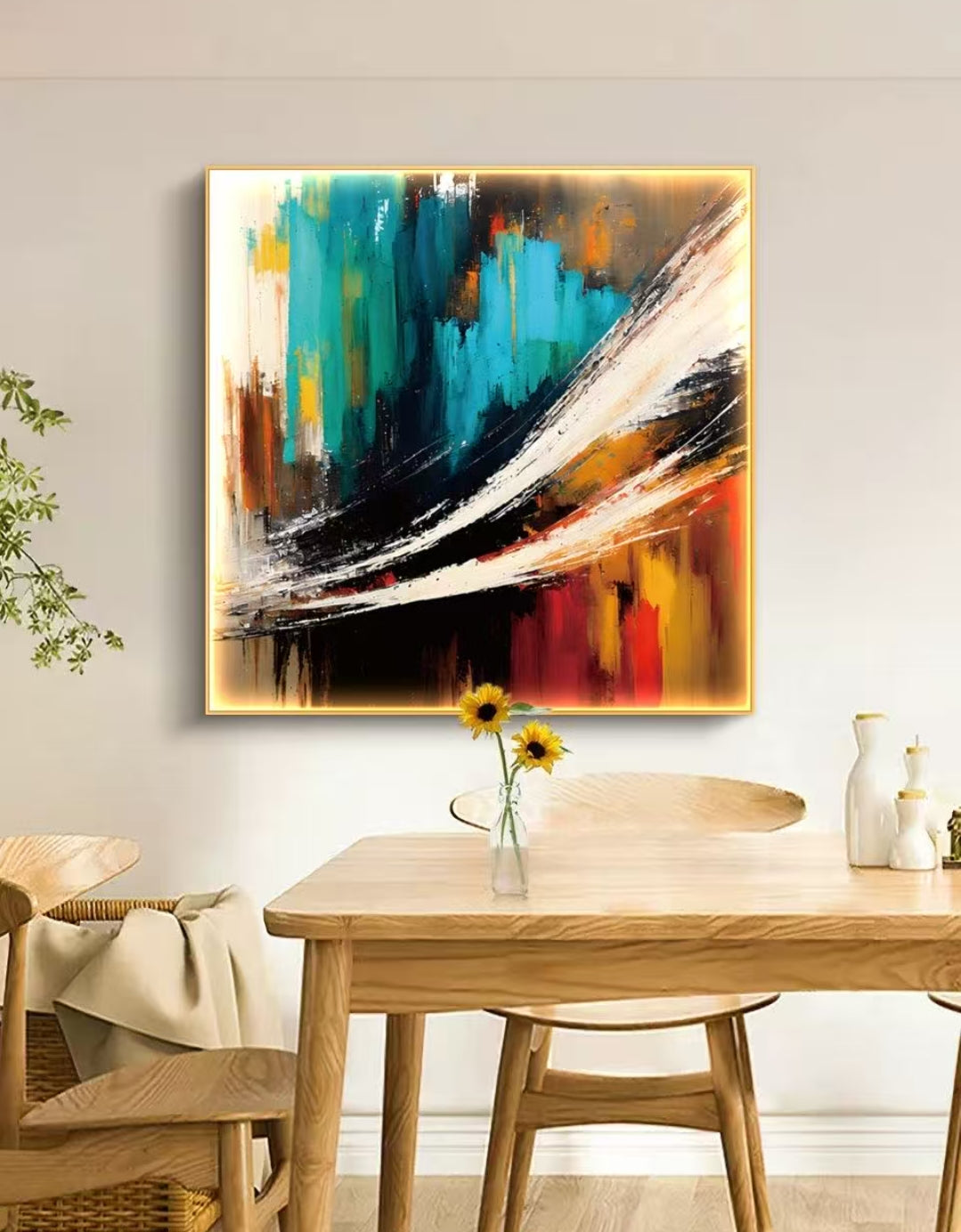 Onlookers Art | COLORA ABSTRACT OIL PAINTING 70 X 70CM GOLD