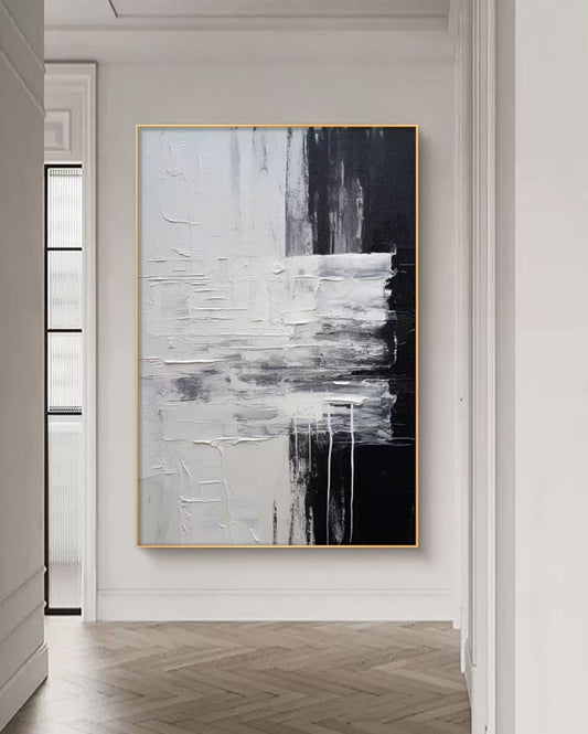 Black white Ink Abstract Oil Painting