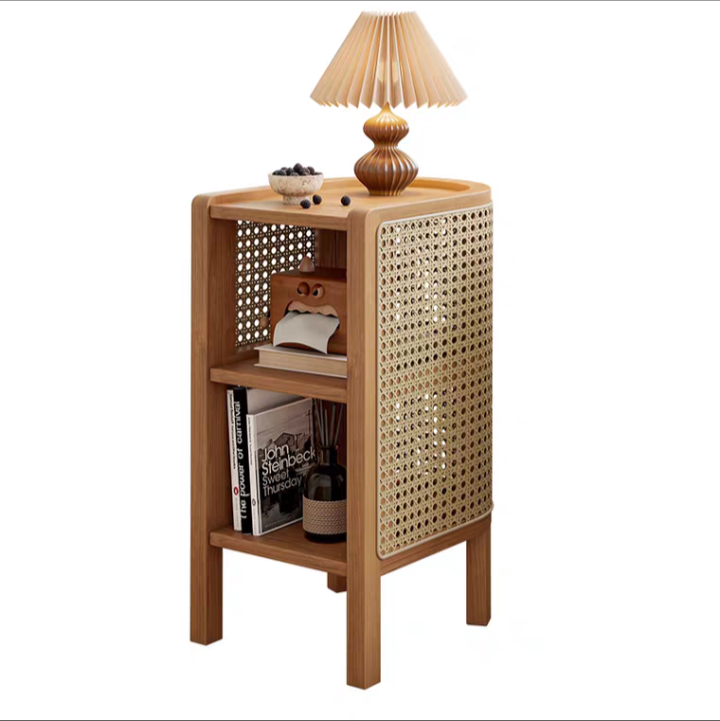 Curved Rattan Side Table
