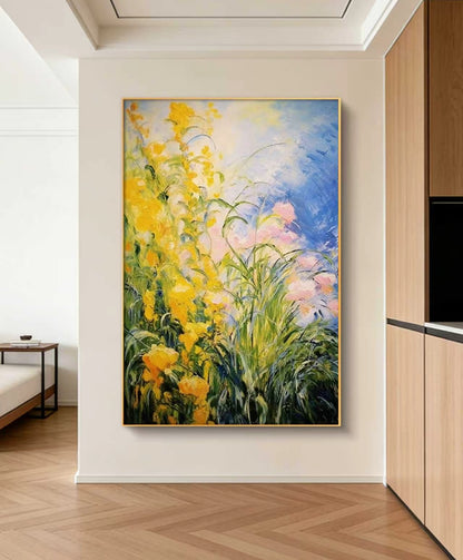 Golden Blooms Under Blue Skies Oil Painting