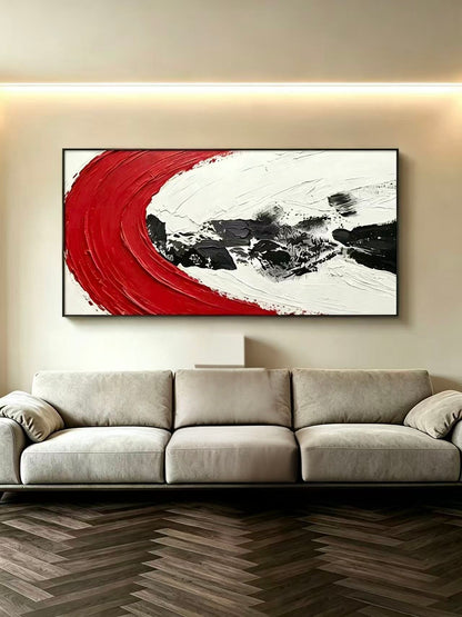 White Red Wave Abstract Oil Painting