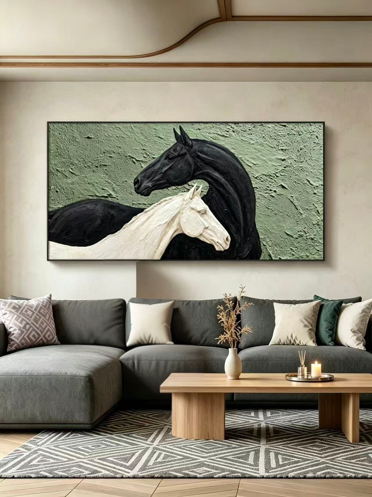 Black-White Neigh Oil Painting
