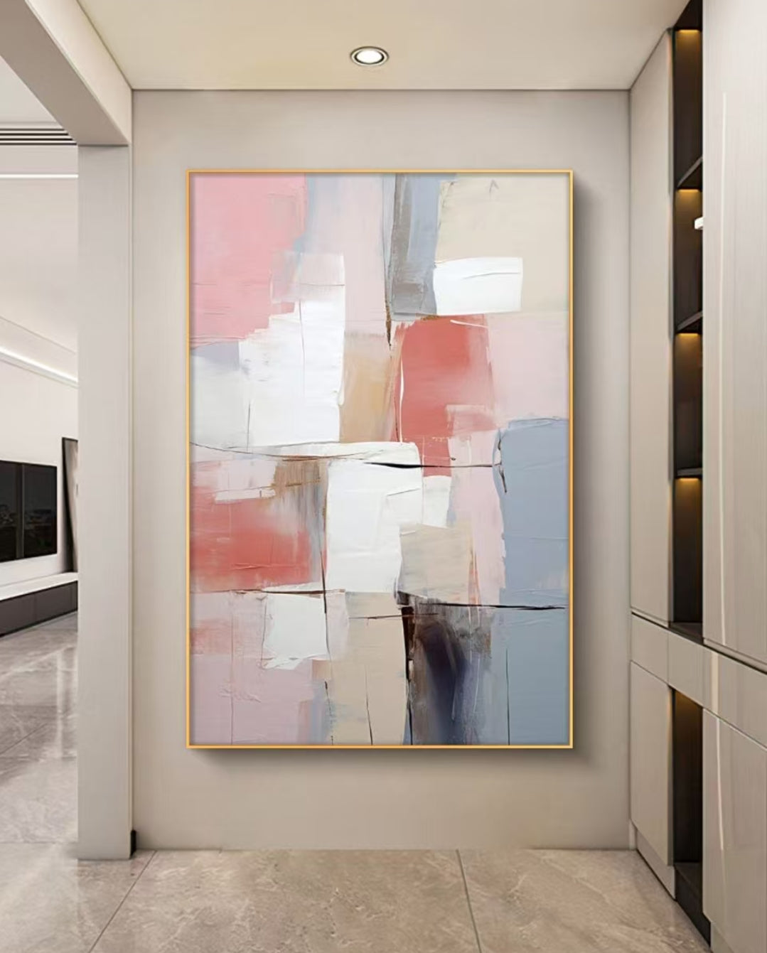 Onlookers Art | SWEET VALLEY ABSTRACT OIL PAINTING 60 X 80CM GOLD