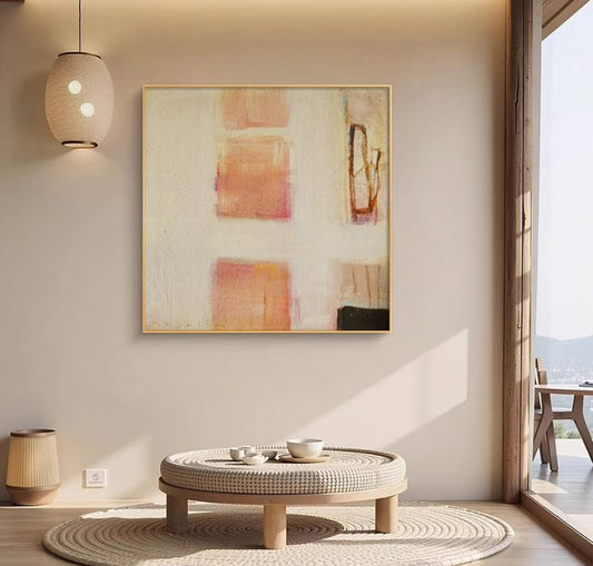 Blush Harmony Abstract Oil Painting