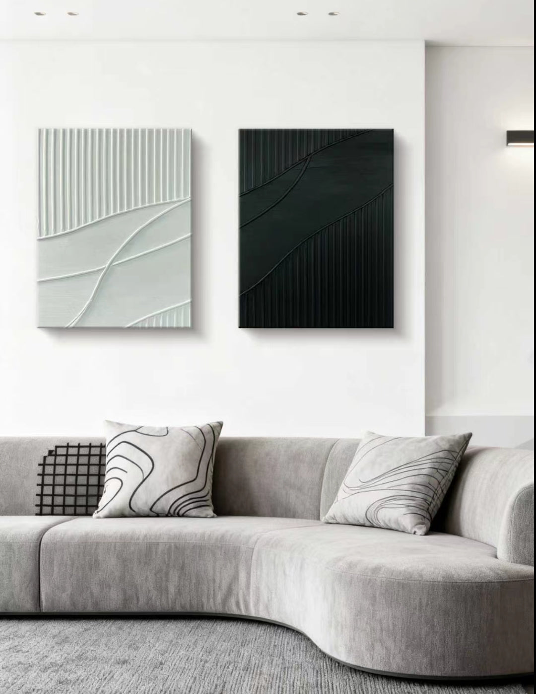 Greenwhite Abstract Oil Painting
