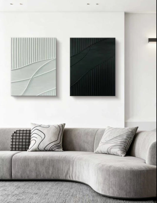 Greenwhite Abstract Oil Painting