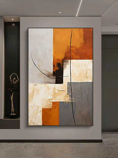 Earthy Geometry Abstract Oil Painting