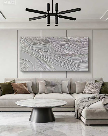 White Zen Flow Abstract Oil Painting