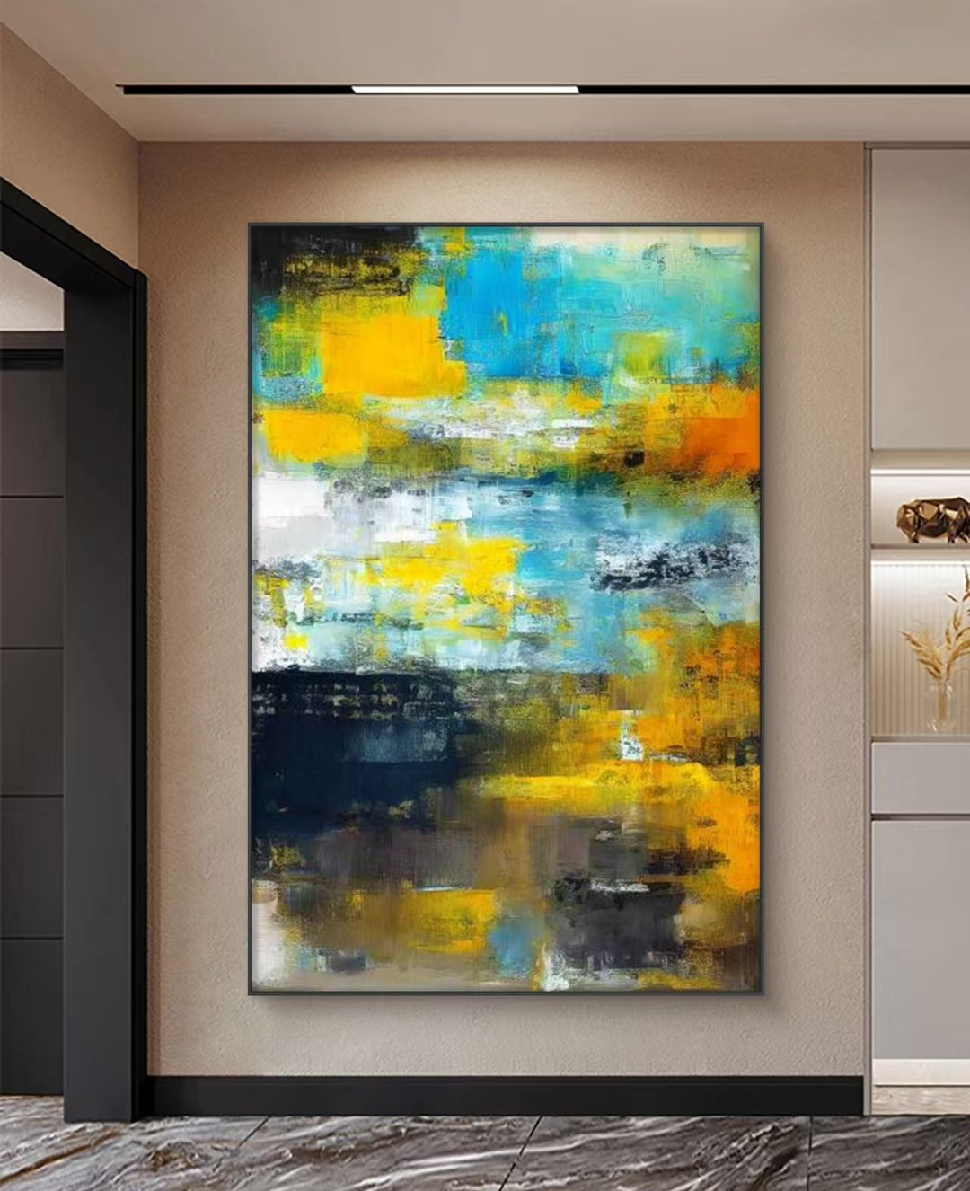 Onlookers Art | STATIC HARMONY ABSTRACT OIL PAINTING 60 X 80CM BLACK