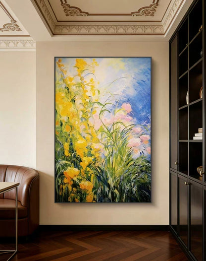 Golden Blooms Under Blue Skies Oil Painting