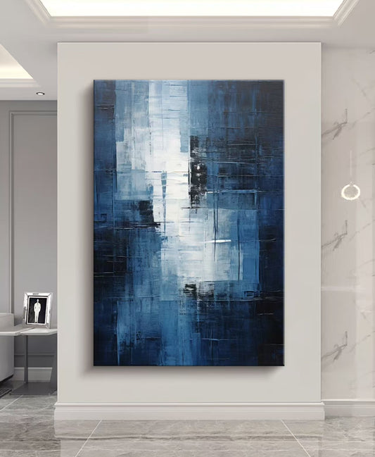 Moonlit Blue Abstract Oil Painting