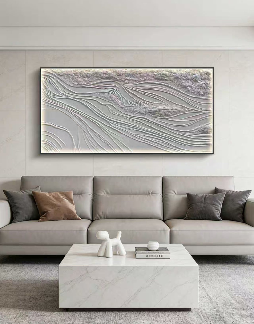 White Zen Flow Abstract Oil Painting