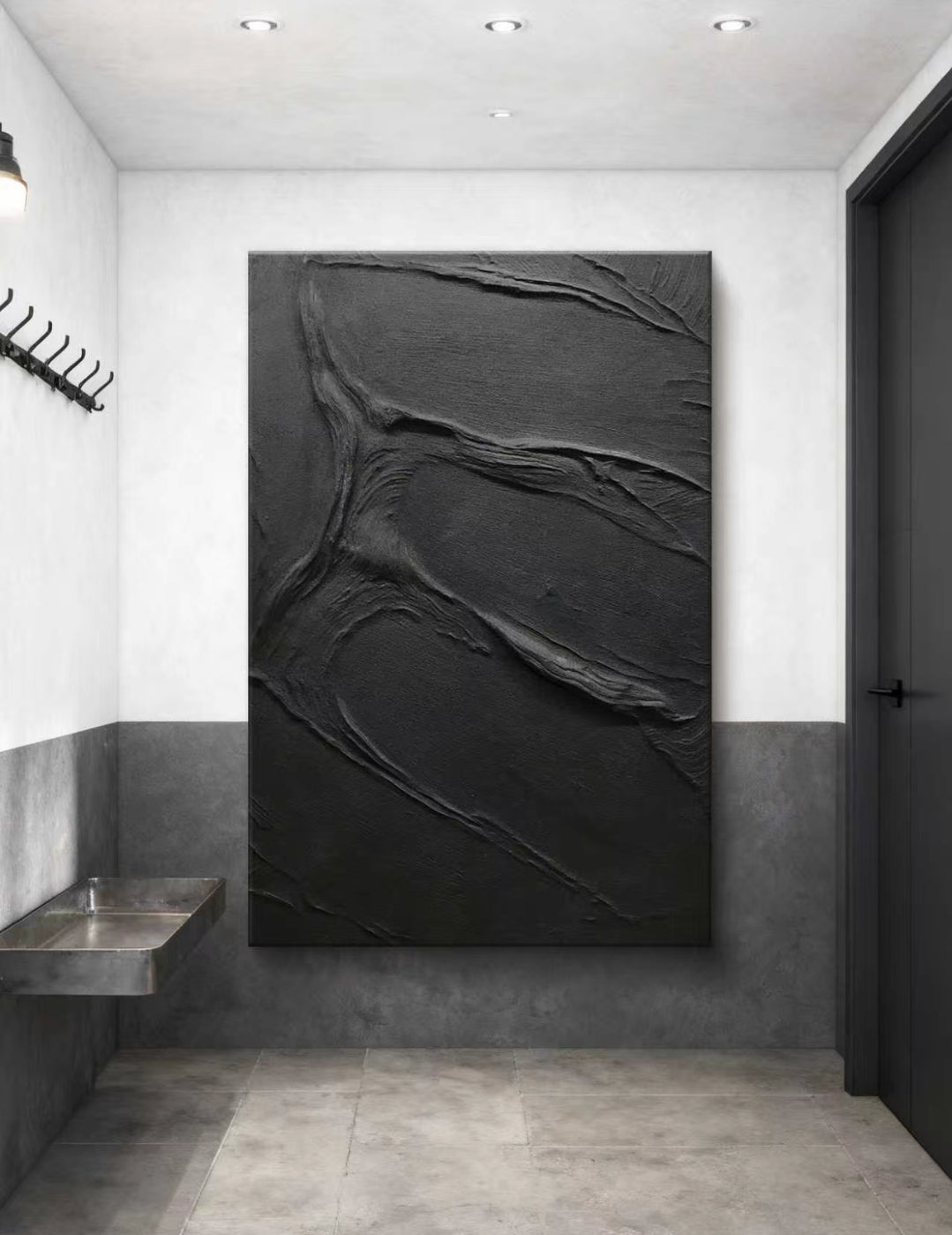 Black Tide Abstract Oil Painting