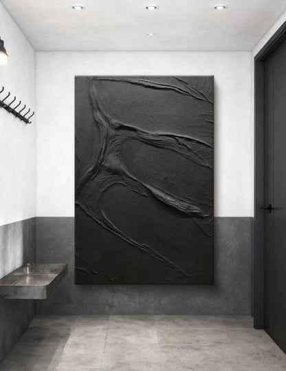 Black Tide Abstract Oil Painting