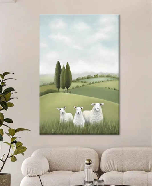 Shepherd Sheep Oil Painting