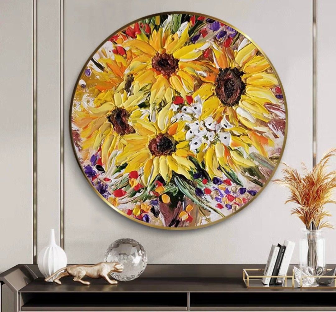 SunFloWeR rOunD Oil Painting