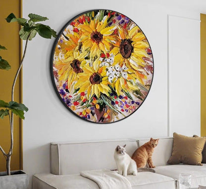 SunFloWeR rOunD Oil Painting