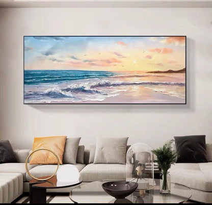 Onlookers Art | SUNSET SONATAC OIL PAINTING 50 X 120CM BLACK