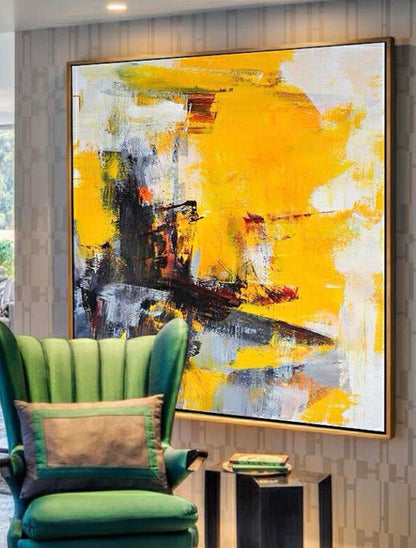 Onlookers Art | YESTER ABSTRACT OIL PAINTING 60 X 60CM BLACK